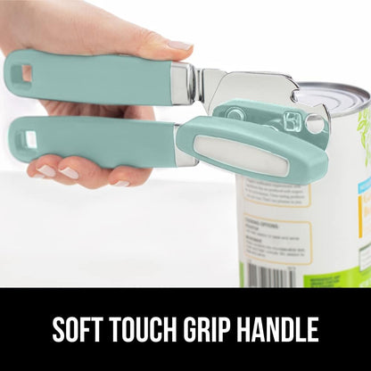 The Original Gorilla Grip Heavy Duty Stainless Steel Smooth Edge Manual Can Opener and Bottle Openers, Soft Handle, Rust Proof Oversized Handheld Easy Turn Knob, Multifunctional Kitchen Tool, Black