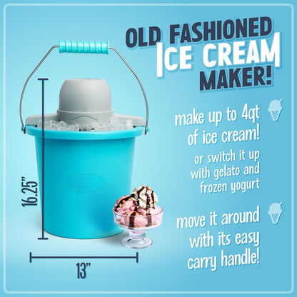 Nostalgia Electric Ice Cream Maker - Old Fashioned Soft Serve Ice Cream Machine Makes Frozen Yogurt or Gelato in Minutes - Fun Kitchen Appliance - Vintage Wooden Style - Light Wood - 4 Quart