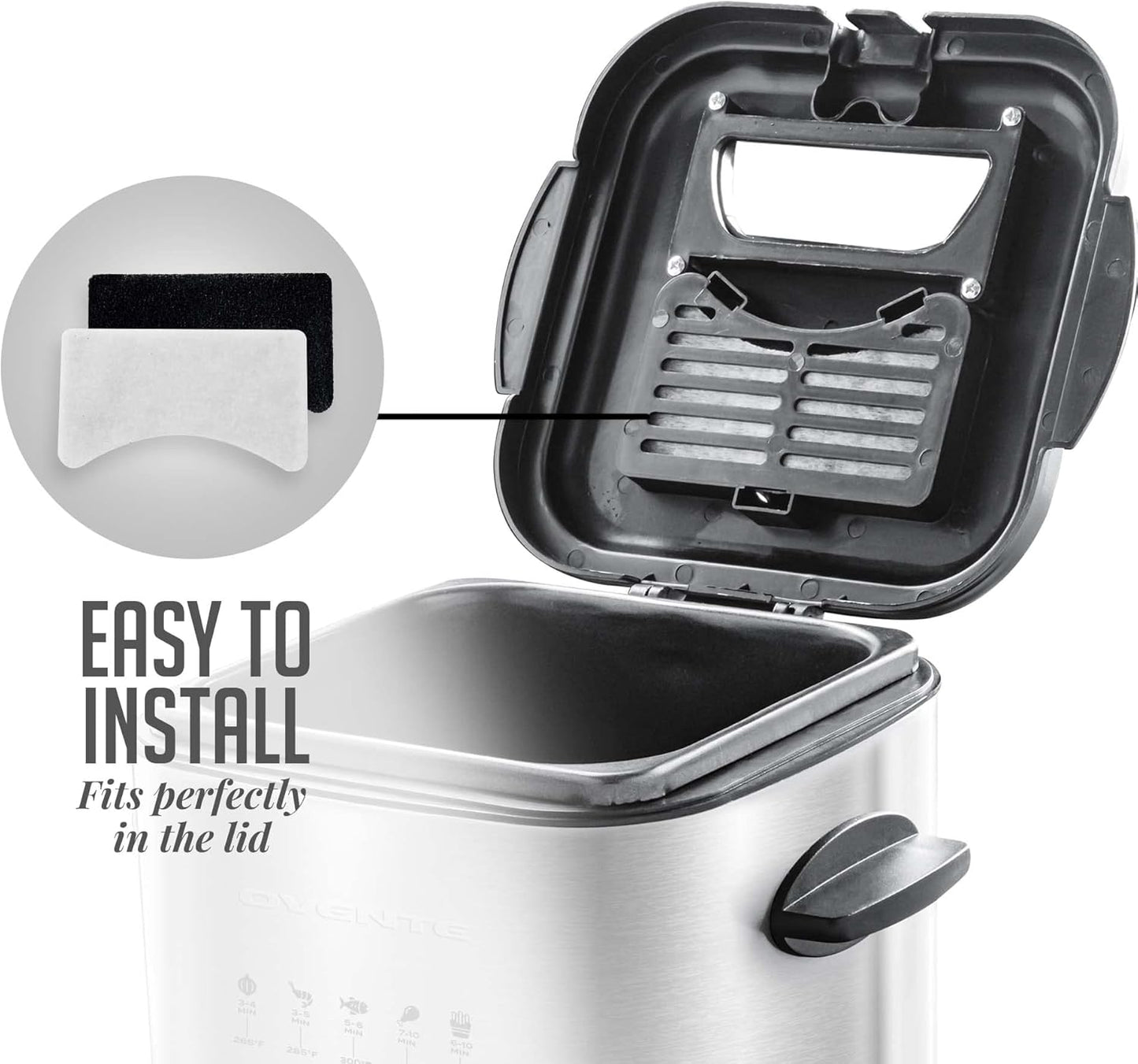 OVENTE Electric Deep Fryer 2 Liter Capacity, 1500 Watt Lid with Viewing Window and Odor Filter, Adjustable Temperature, Removable Frying Basket and Easy to Clean Stainless Steel Body, Silver FDM2201BR