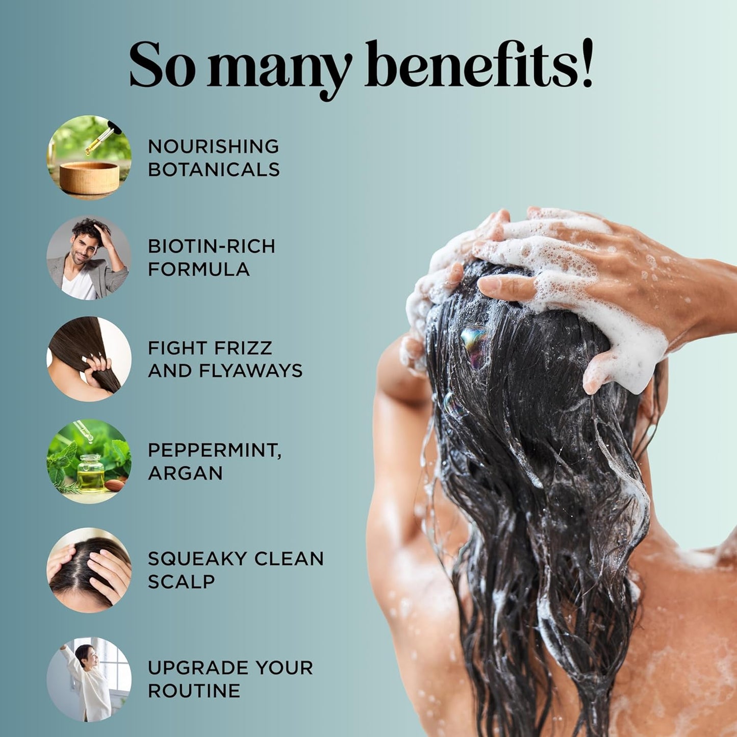 Volumizing Biotin Shampoo and Conditioner Set - Sulfate Free Shampoo and Conditioner for Dry Damaged Hair Care - Thinning Hair Shampoo and Conditioner with Nourishing Biotin and Rosemary Oil (8oz)