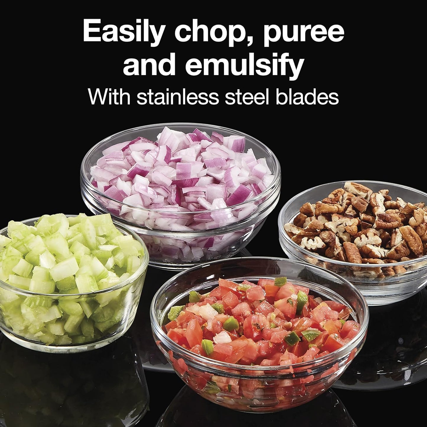 Proctor Silex Durable Electric Vegetable Chopper & Mini Food Processor for Chopping, Puree & Emulsify, 1.5 cups, Black