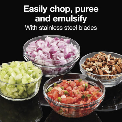 Proctor Silex Durable Electric Vegetable Chopper & Mini Food Processor for Chopping, Puree & Emulsify, 1.5 cups, Black