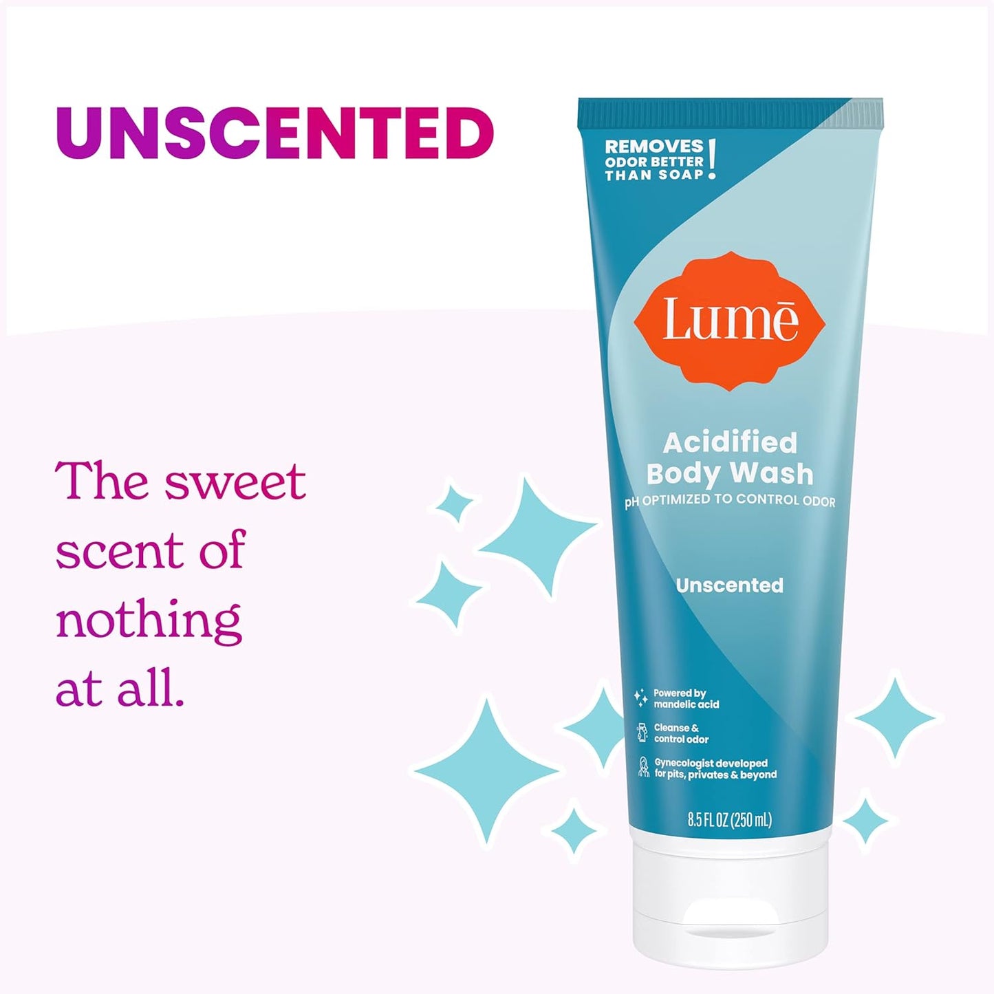 Lume Acidified Body Wash - 24 Hour Odor Control - Removes Odor Better than Soap - Moisturizing Formula - Formulated Without SLS or Parabens - OB/GYN Developed - 8.5 ounce (Peony Rose)