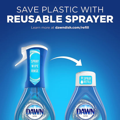 Dawn Powerwash Spray Starter Kit, Platinum Dish Soap, Fresh Scent, 1 Starter Kit + 1 Dawn Powerwash Refill, 16 fl oz each (Pack of 2)