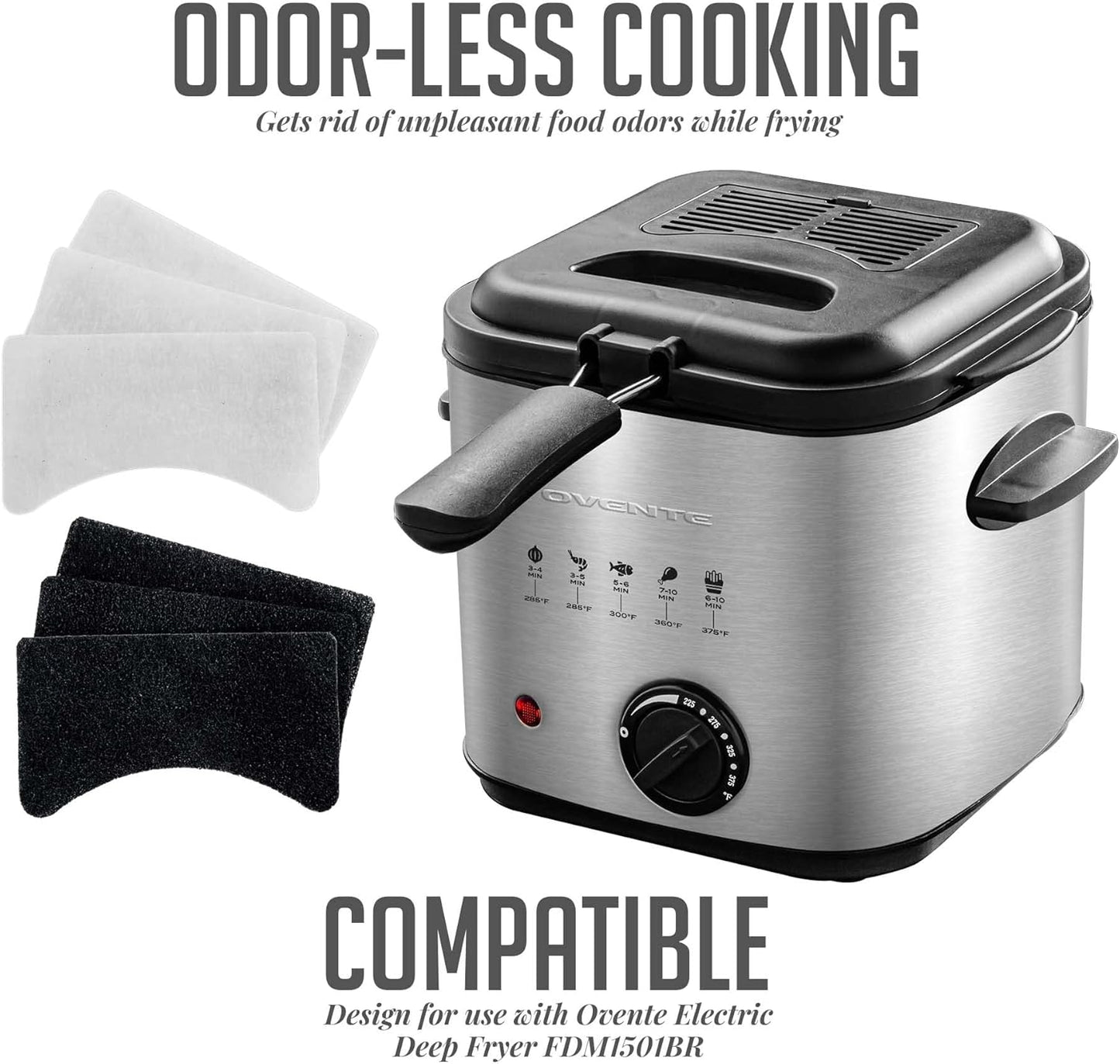 OVENTE Electric Deep Fryer 2 Liter Capacity, 1500 Watt Lid with Viewing Window and Odor Filter, Adjustable Temperature, Removable Frying Basket and Easy to Clean Stainless Steel Body, Silver FDM2201BR