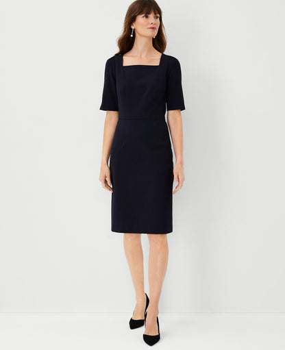 The Petite Square Neck Sheath Dress in Seasonless Stretch