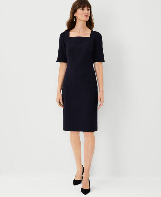 The Petite Square Neck Sheath Dress in Seasonless Stretch