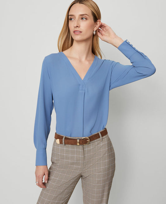 Mixed Media Pleat Front Top