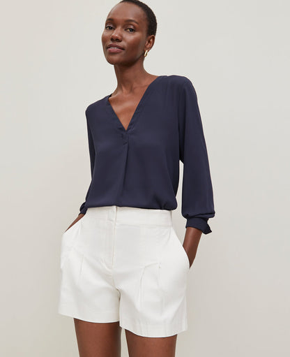 Mixed Media Pleat Front Top