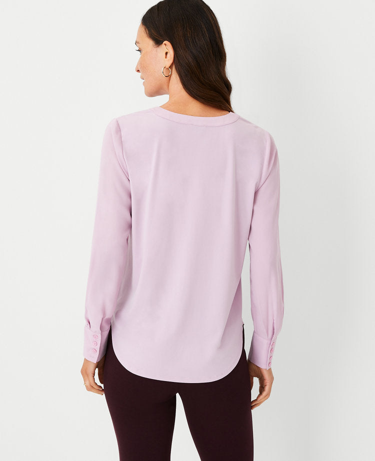 Petite Mixed Media Pleat Front Top