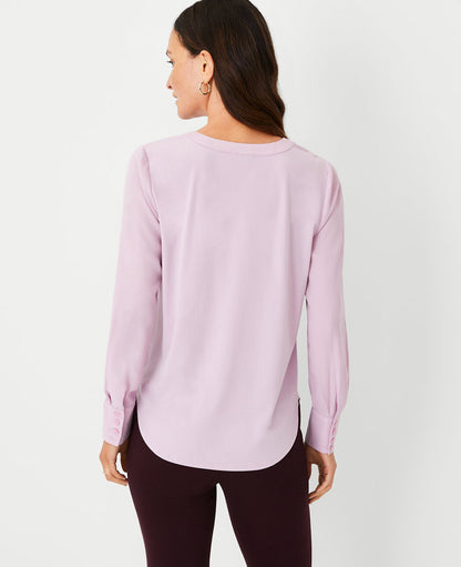 Petite Mixed Media Pleat Front Top