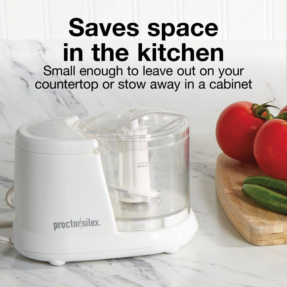 Proctor Silex Durable Electric Vegetable Chopper & Mini Food Processor for Chopping, Puree & Emulsify, 1.5 cups, Black