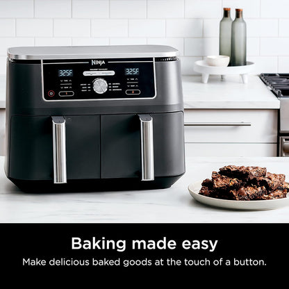 Ninja Air Fryer, Thermometer, Roast, Bake, Air Fry, Crisps, Broil, Reheats, Keep Warm, 10-in-1, Fries, Frozen Food, Veggies, and Meat, Quick Meals, Healthy Meals, Less Oil, 10 QT, Grey, DZ550