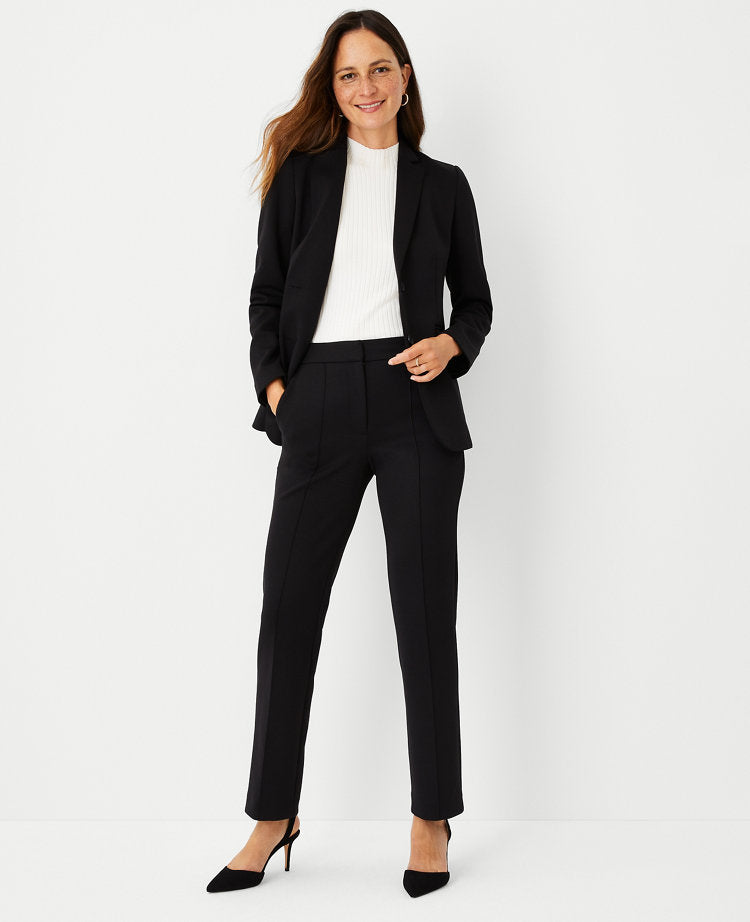 The Pintucked Straight Leg Pant in Double Knit