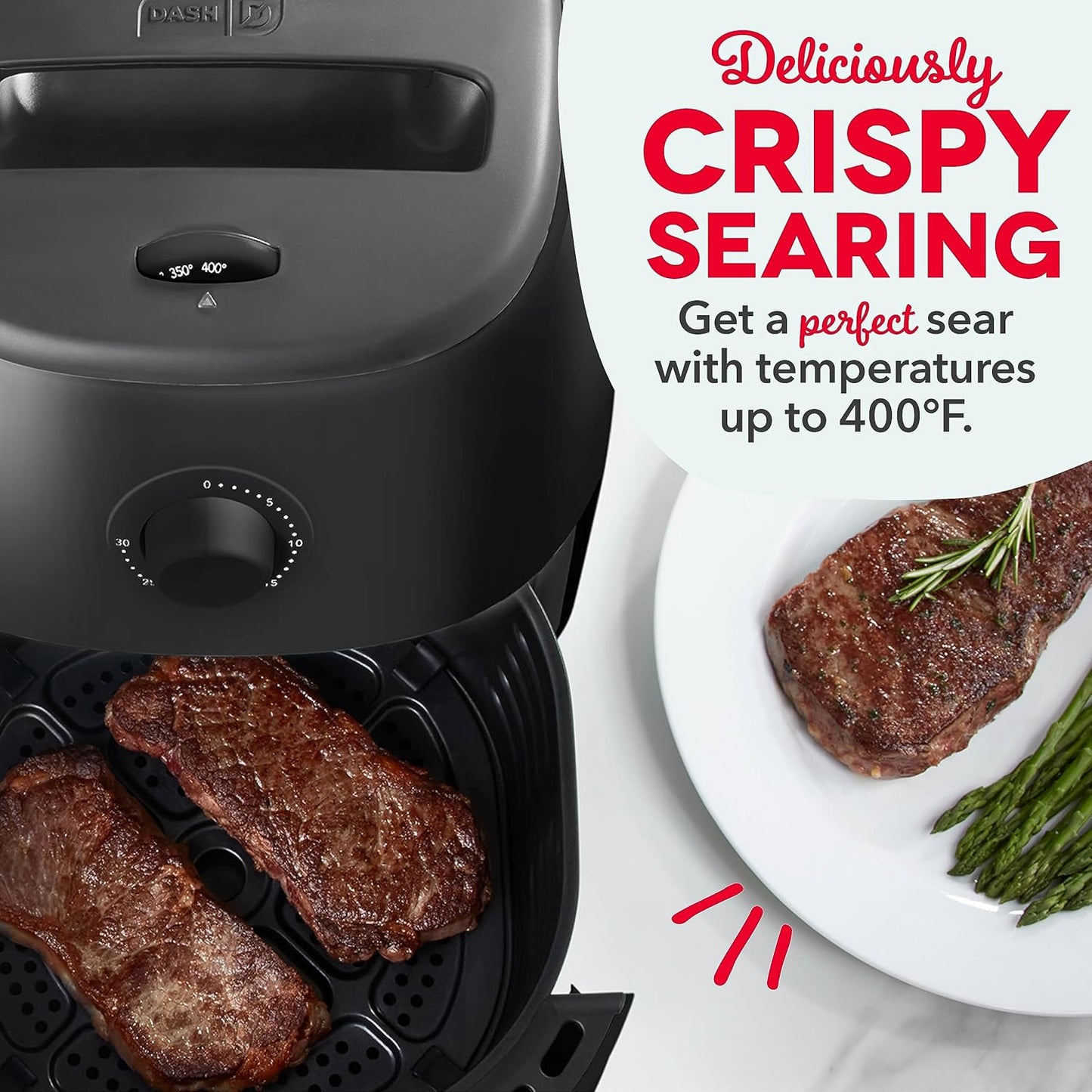 DASH Tasti-Crisp™ Electric Air Fryer Oven, 2.6 Qt., Aqua – Compact Air Fryer for Healthier Food in Minutes, Ideal for Small Spaces - Auto Shut Off, Analog, 1000-Watt