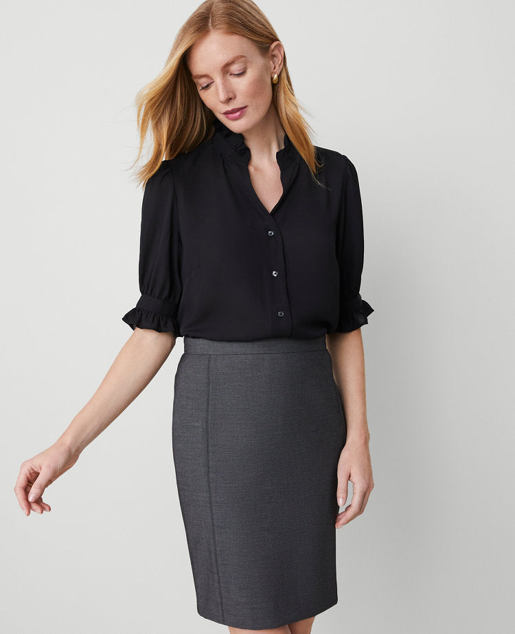 Petite Ruffle Collar Blouse