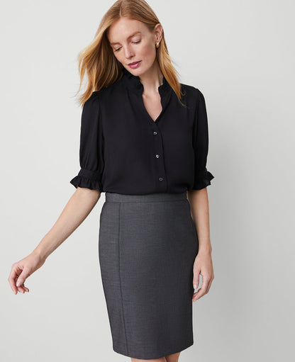Petite Ruffle Collar Blouse