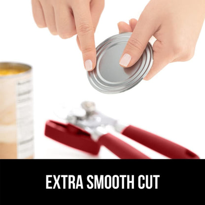 The Original Gorilla Grip Heavy Duty Stainless Steel Smooth Edge Manual Can Opener and Bottle Openers, Soft Handle, Rust Proof Oversized Handheld Easy Turn Knob, Multifunctional Kitchen Tool, Black