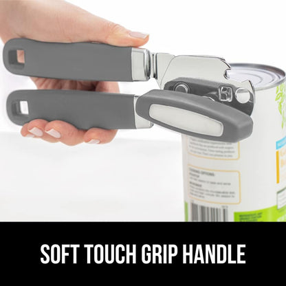 The Original Gorilla Grip Heavy Duty Stainless Steel Smooth Edge Manual Can Opener and Bottle Openers, Soft Handle, Rust Proof Oversized Handheld Easy Turn Knob, Multifunctional Kitchen Tool, Black