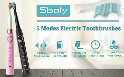 5 Mode Electric Toothbrush Sonic Rechargeable Smart Toothbrush