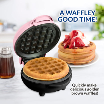 Nostalgia MyMini Cars and Trucks Shape Electric Waffle Maker, 5-Inch Non-Stick Griddle for Waffles, Hash Browns, Eggs, and More, Yellow