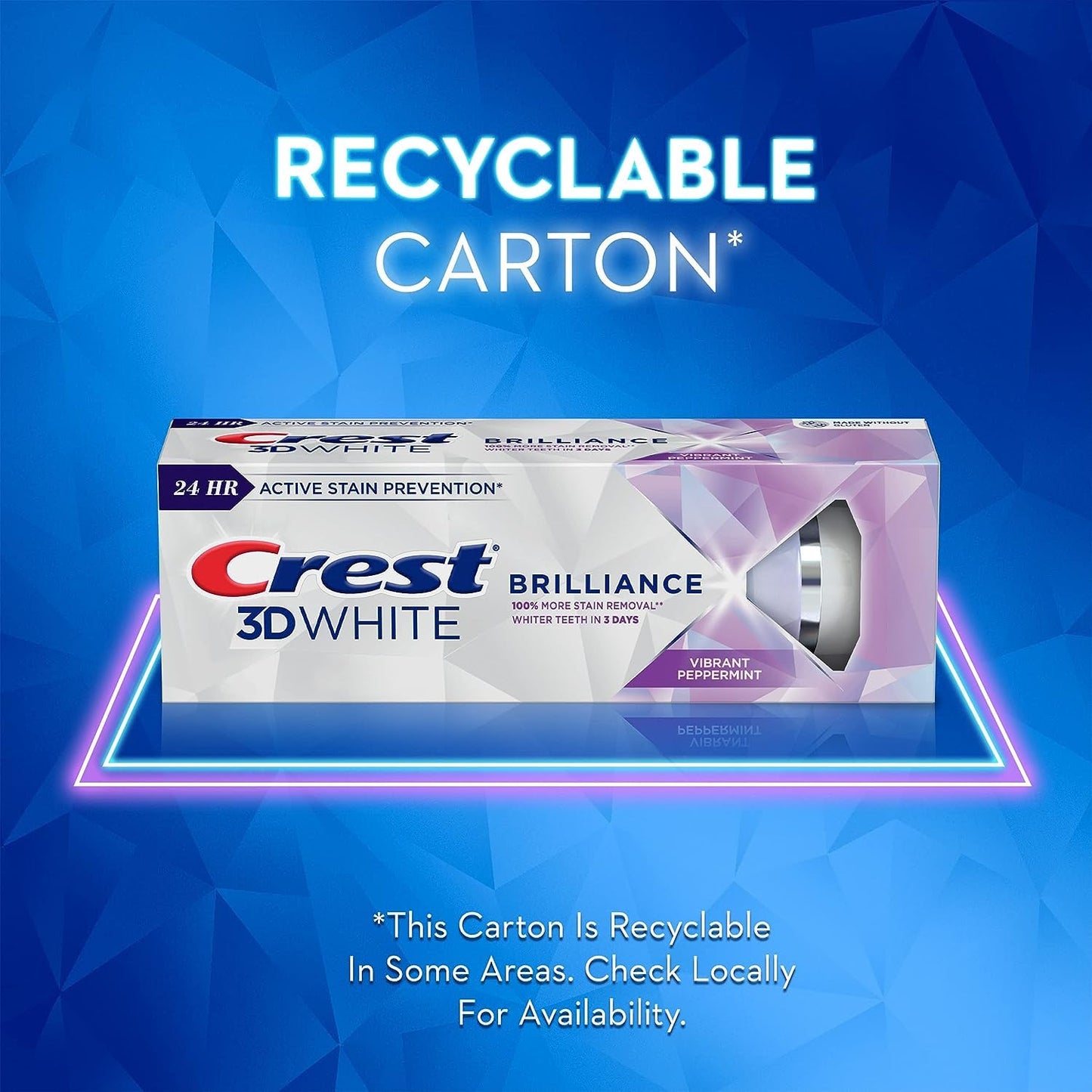 Crest 3D White Advanced Luminous Mint Teeth Whitening Toothpaste, 3.7 oz Pack of 4 - Helps Remove Surface Stains, Whitens Teeth, Strengthens Tooth Enamel, Protects Against Cavities