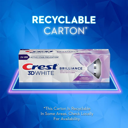 Crest 3D White Advanced Luminous Mint Teeth Whitening Toothpaste, 3.7 oz Pack of 4 - Helps Remove Surface Stains, Whitens Teeth, Strengthens Tooth Enamel, Protects Against Cavities