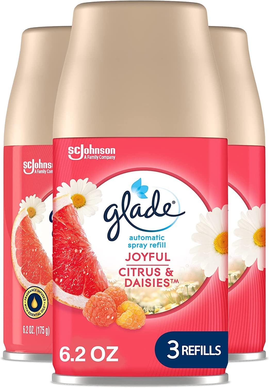 Glade Automatic Spray Air Freshener Refill, Scented Air Freshener for Home and Bathroom, Clean Linen, 6.2 Oz, 3 Count