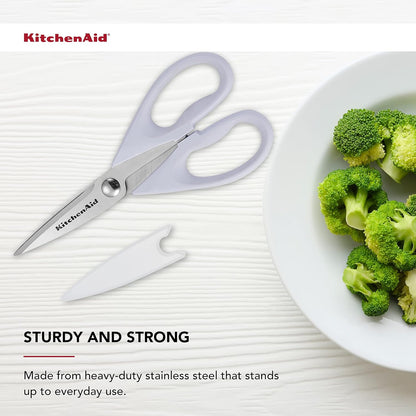 KitchenAid All Purpose Kitchen Shears with Protective Sheath for Everyday use, Dishwasher Safe Stainless Steel Scissors with Comfort Grip, 8.72-Inch, Black