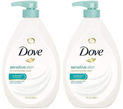 Dove Body Wash 3 Count with Pump Sensitive Skin Hypoallergenic, Paraben-Free, Sulfate-Free, Cruelty-Free, Moisturizing Skin Cleanser Effectively Washes Away Bacteria While Nourishing Skin 30.6 oz