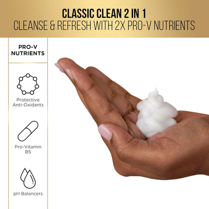 Pantene Classic Clean 2-in-1 Shampoo and Conditioner Set with Hair Treatment, Pro-V Nutrients for Dry, Color-Treated Hair, Long-Lasting Nourishment & Hydration Antioxidant-Rich,27.7 Fl Oz Each, 2 Pack