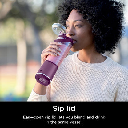 Ninja BC151BK Blast Portable Blender, Cordless, 18oz. Vessel, Personal Blender-for Shakes & Smoothies, BPA Free, Leakproof-Lid & Sip Spout, USB-C Rechargeable, Dishwasher Safe Parts, Black