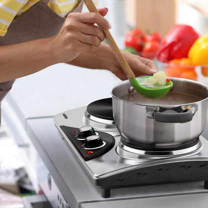 CUSIMAX Electric Hot Plate for Cooking Portable Single Burner 1500W Cast Iron hot plates Heat-up in Seconds Adjustable Temperature Control Stainless Steel Non-Slip Rubber Feet Upgraded Version B101