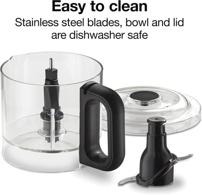 Proctor Silex Durable Electric Vegetable Chopper & Mini Food Processor for Chopping, Puree & Emulsify, 1.5 cups, Black
