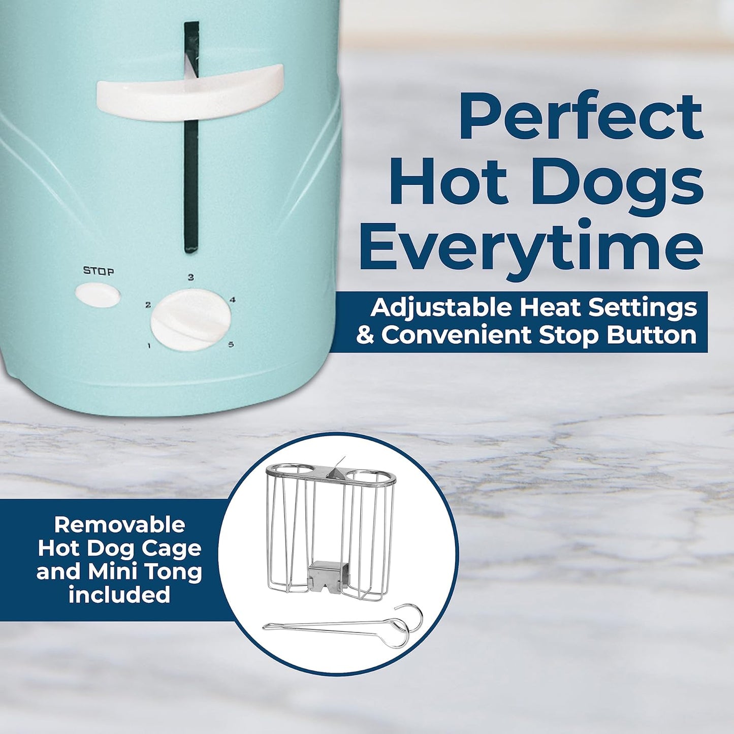 Nostalgia 2 Slot Hot Dog and Bun Toaster with Mini Tongs, Retro Toaster, Cooker that Works Chicken, Turkey, Veggie Links, Sausages Brats, Metallic Red
