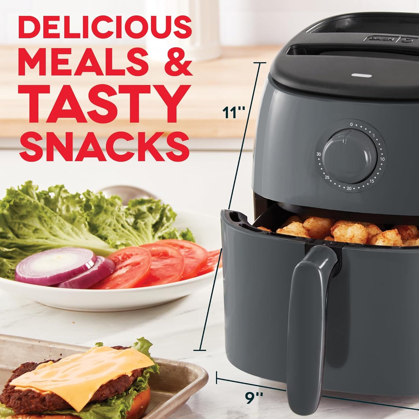 DASH Tasti-Crisp™ Electric Air Fryer Oven, 2.6 Qt., Aqua – Compact Air Fryer for Healthier Food in Minutes, Ideal for Small Spaces - Auto Shut Off, Analog, 1000-Watt
