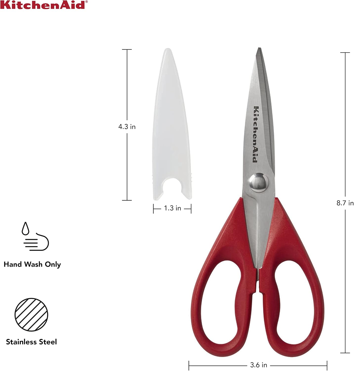 KitchenAid All Purpose Kitchen Shears with Protective Sheath for Everyday use, Dishwasher Safe Stainless Steel Scissors with Comfort Grip, 8.72-Inch, Black