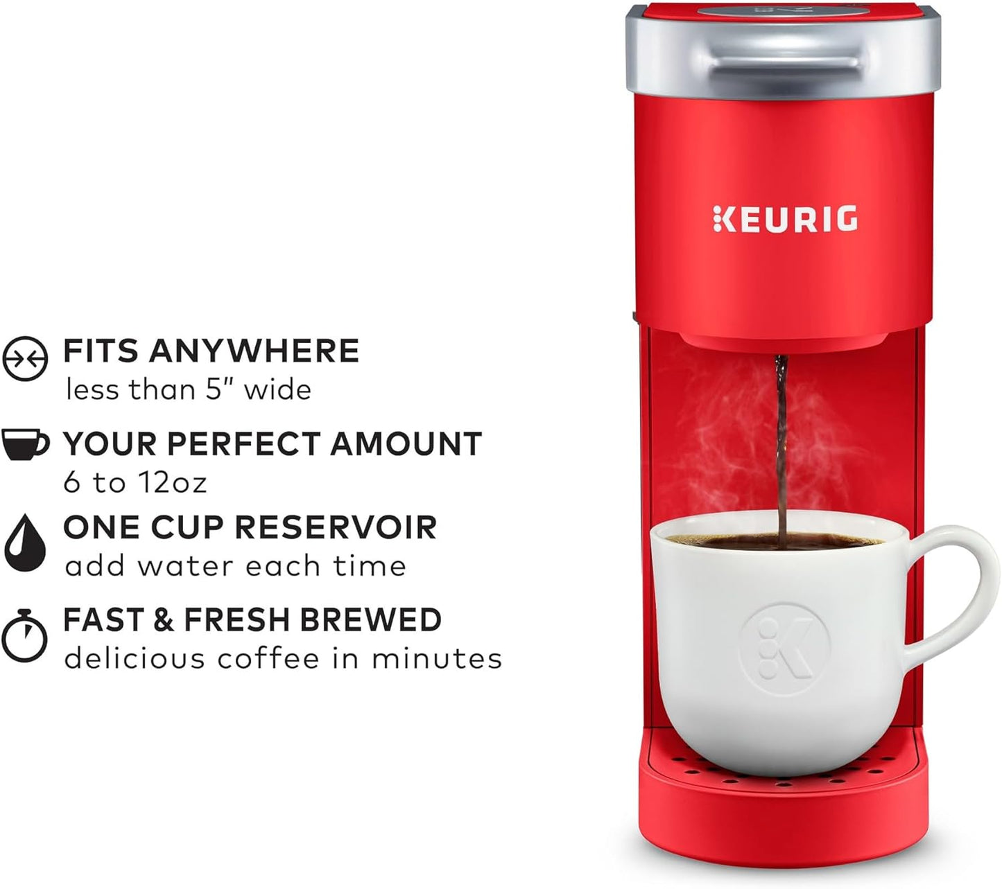 Keurig K-Mini Single Serve K-Cup Pod Coffee Maker, 6 to 12oz Brew size, with Cord Storage, Perfect for Small Spaces, Black