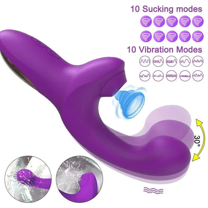 HOT DEAL - 2 IN 1 CLITORAL SUCKING VIBRATOR FEMALE FOR WOMEN
