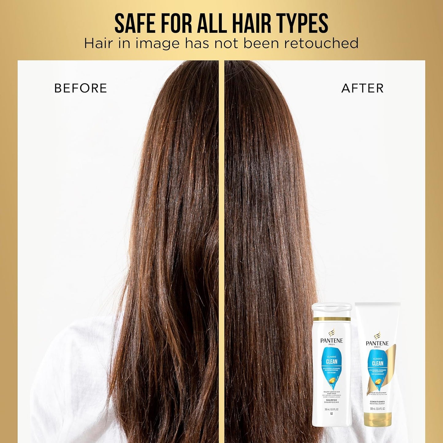 Pantene Classic Clean 2-in-1 Shampoo and Conditioner Set with Hair Treatment, Pro-V Nutrients for Dry, Color-Treated Hair, Long-Lasting Nourishment & Hydration Antioxidant-Rich,27.7 Fl Oz Each, 2 Pack