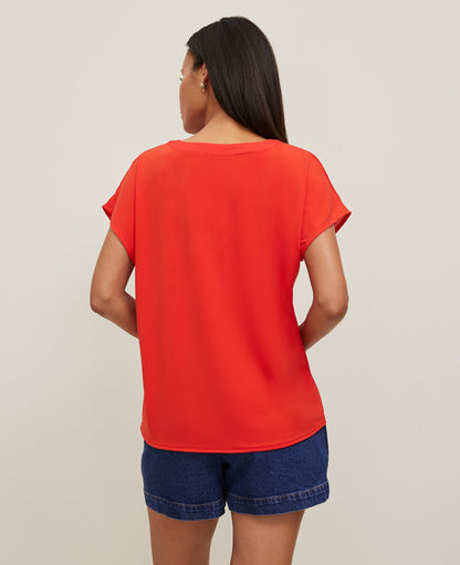 Mixed Media Pleat Front Top