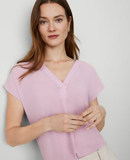 Mixed Media Pleat Front Top
