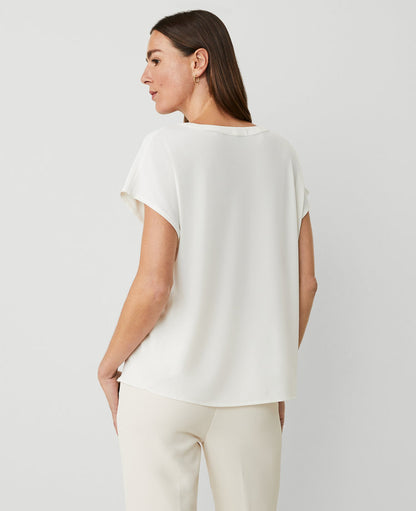 Mixed Media Pleat Front Top