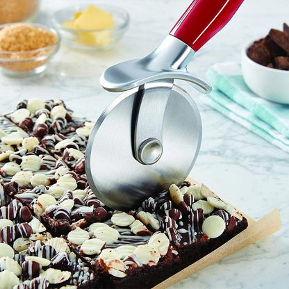 KitchenAid Classic Pizza Wheel with Sharp Blade For Cutting Through Crusts, Pies and More, Built In Finger Guard for Safety and Comfort Grip to Protect Fingers, Dishwasher Safe, 9-Inch, Black