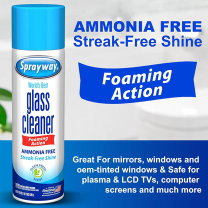 The Award Box Spraiway Glass Cleaner Foam Action Cleaner 19 oz. with Cleaning Cloth in Packaging (3 Pack)