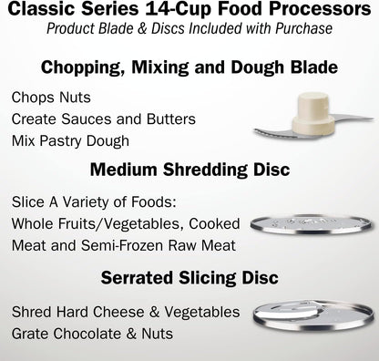 Cuisinart Food Processor 14-Cup Vegetable Chopper for Mincing, Dicing, Shredding, Puree & Kneading Dough, Stainless Steel, DFP-14BCNY