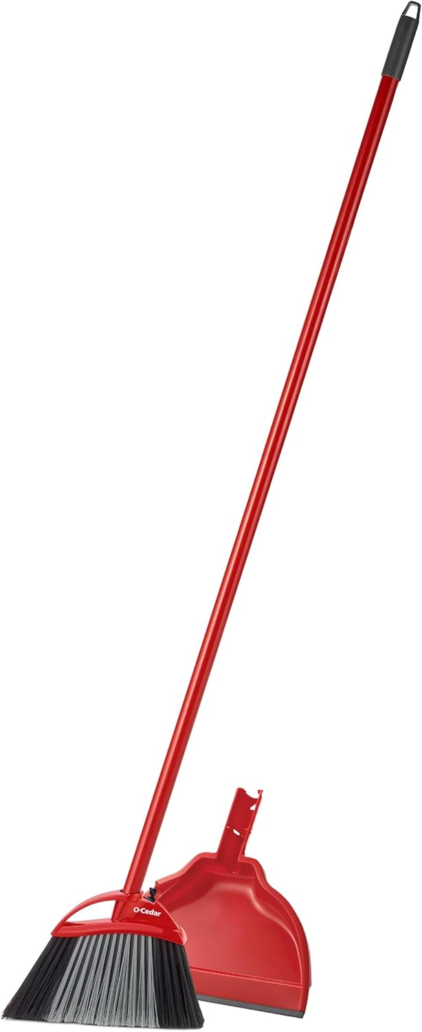 O-Cedar One Sweep Broom with Step-On Dustpan | Remove 99% with One Sweep | Lightweight Quiet Cleaning Tool | Ideal for Pet Owners