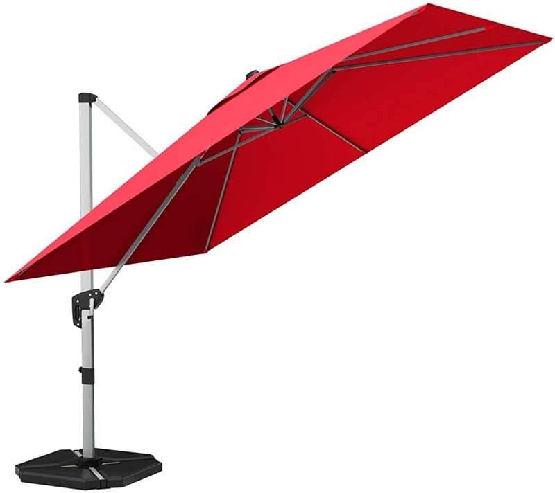 10 Ft Square Offset Patio Cantilever Umbrella with 360 Degree Tilt