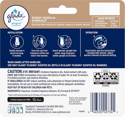 Glade PlugIns Refills Air Freshener, Scented and Essential Oils for Home and Bathroom, Apple Cinnamon, 3.35 Fl Oz, 5 Count