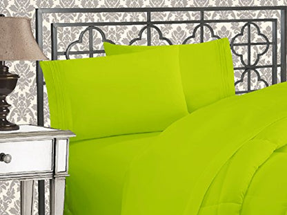 Luxurious 1500 Thread Count Three Line Embroidered Softest Premium 4-Piece Bed Sheet Set Wrinkle and Fade Resistant